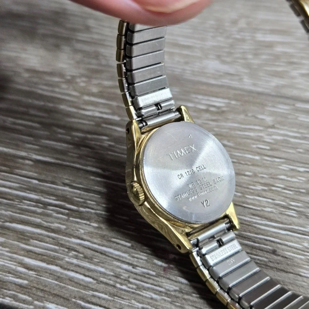 Timex Women's Two Tone Expansion Band Watch White Dial WR 30M Gold Silver Tone